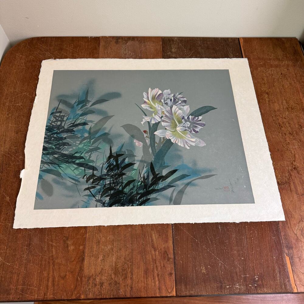 David Lee VINTAGE Chinese‎ Floral Original Painting Homage to Hawaii 164/400